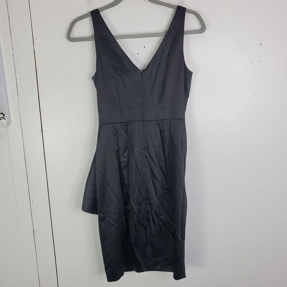 WHBM Dress Womens 0 Babydoll Gathered Side Flap HOCO Event Short Satin Black - Picture 10 of 10